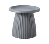 Table basse ronde nordique moderne - 50,8 cm - Table d'appoint élégante en plastique nervuré gris pour balcon, salon et petits espaces - Forme de champignon minimaliste