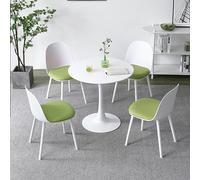 Table basse ronde pour intérieur et extérieur - Ensemble de 4 chaises pour bureau, réception, appartement familial, balcon, hôtel/salle de réunion