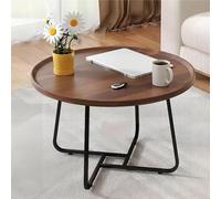 Table basse ronde pour salon, table basse gigogne en noyer avec cannelure, tables d'extrémité pour chambre à coucher, bureau, balcon, cour, appartement, bureau