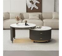 Table basse ronde rotative avec rangement et compartiment caché, pièce maîtresse de salon moderne