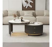 Table basse ronde rotative avec rangement et compartiment caché, pièce maîtresse de salon moderne
