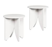 Table basse ronde rustique - vidaXL - Blanc - Bois de pin massif - 41,5 x 41,5 x 44 cm - Usage intérieur