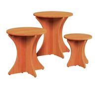 Table basse ronde rustique - vidaXL - Brun cire - Bois de pin massif - Ensemble de 3 pièces - Empilables - 26x26x30 cm