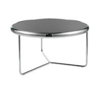 Table basse ronde ""Scarlet"" - Noir - Noir/Argenté - D 74 x H 40 cm