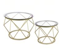 Table Basse Ronde, Set de 2 Tables d'appoint, Set de Tables d'appoint avec Cadre métallique, Petite Table d'appoint pour Salon, Chambre, Bureau À propos de cet article1.[Design moderne ] Cet ensemble