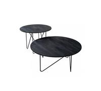 Table basse ronde SHAPE composition acier noir bois stratifié finition noir carbone