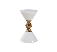 Table basse ronde， Table d'appoint ronde en forme de sablier, noire et blanche, 45 x 60 cm (17,7 x 23,6 pouces), idéale for l'intérieur ou l'extérieur, le salon ou la chambre à coucher.(White)