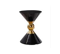 Table basse ronde， Table d'appoint ronde en forme de sablier, noire et blanche, 45 x 60 cm (17,7 x 23,6 pouces), idéale for l'intérieur ou l'extérieur, le salon ou la chambre à coucher.(Black)