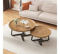 Table Basse Ronde, Table De Salon, Style Industriel, Simple Petite Table Ronde Meubles De Salon Tables Sofa Hôtel Appartement Tables Basses Tables Basses De Salon ( Color : Log , Size : 1set - 70+50 )