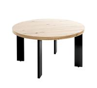 HAKU Table Basse chêne Clair, Noir, MDF, Métal - Dim.: H 42 x Ø 75 cm, Style: Moderne