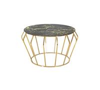 Table Basse Effet Marbre "History" 78cm Noir & Or