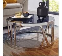 Table Basse Ronde Verre et Métal WOHNLING - Argent - Design Moderne