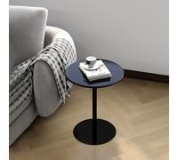 Table basse ronde vintage dorée avec base en marbre - Petite table d'appoint, pour petits espaces, pour canapé, chaise, patio