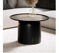 WOHNLING Table Basse Ronde 60x60x40 cm Manguier Massif Piètement Tambour
