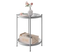 Table Basse Ronde - WOLTU Table d'Appoint en Métal - 2 Plateaux Amovibles - Gris Clair W0ATT0920