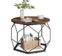 Table Basse Ronde WOLTU - Table d'Appoint en Métal pour Salon - Marron Rustique+Noir W0ATT0860