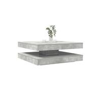 Table basse rotative à 360 degrés gris béton 90x90x34,5 cm, table d'appoint, table de salon, table basse moderne, 3321354
