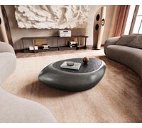 Table basse Sagana 120x80 cm Argent avec verre en relief gris