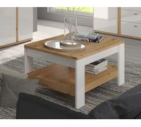 Table Basse Salon Avila 90x60Cm Chêne Artisan MDF Blanc Brillant