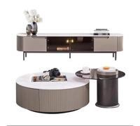 Table Basse Salon Grande et Petite Table Basse Ronde en Pierre, à thé, for la Maison, Combinaison de Meuble TV