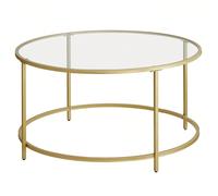Table Basse Salon, Meuble de Salon en Verre, Cadre en Acier, Table Basse Ronde, Table de Salon, Doré À propos de cet article[Style moderne et chic] Avec un cadre rond doré, des pieds dorés et un dessu