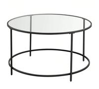 Table Basse Salon, Meuble de Salon en Verre, Cadre en Acier, Table Basse Ronde, Table de Salon, Noir À propos de cet article[Style moderne et chic] Avec un cadre rond doré, des pieds dorés et un dessu