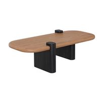 Table Basse Salon Moderne Style Médiéval Pin Table À Thé Grandes Planches Plan de Travail Large Coins Arrondis Hauteur Confortable Coffee Tables pour Salon, Bureau(Brass,120x55x45cm)