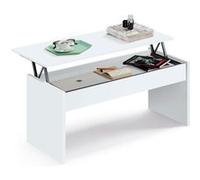 Table Basse Salon Relevable, Petite Table en Bois pour Canapé, 47/58x100x50cm, Briebe, Opal, , Blanc G