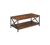 Table basse - TECTAKE - Table de salon rectangulaire PITTSBURGH en bois et acier 100 x 55 x 45,5 cm - Bois foncé