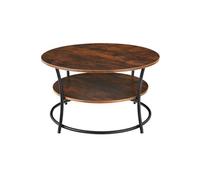 Table basse - TECTAKE - Table de salon ronde CROMFORD en bois et acier 80 x 46 cm - Bois foncé