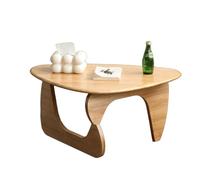 Table Basse Salon Style Médiéval Bois Massif Triangulaire Coffee Table Plateau Épais Assemblage Tenon-mortaise Angles Arrondis Stable et Portante Tables de Salons pour Salon, Bureau(Brass,90x58x40cm)