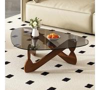 Table Basse Salon, Tables Basses Modernes en Verre trempé Transparent, Table Basse en Verre courbé for Le Salon, Table Basse Triangulaire en Verre, adaptée au Salon, à la Chambre et au Bureau (Color