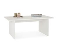 IDIMEX Table Basse Salto rectangulaire pour Salon en Bois Massif Blanc, 110x45 cm, élégante et Minimaliste, Pieds en Bois