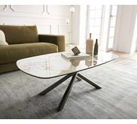 Table-basse Sarita 120x70 cm céramique Minas Melange blanc-beige piètement finition effet titane