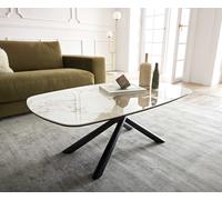 Table-basse Sarita 120x70 cm céramique Minas Melange blanc-beige piètement métal noir