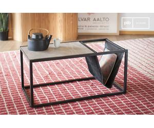 Table basse scandinave porte-revue en pierre Ibiza