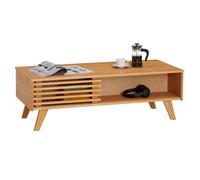 IDIMEX Table Basse Sean Table de Salon rectangulaire Design Vintage, avec 4 niches et des Portes coulissantes ajourées, en pin Massif Finition teintée/cirée