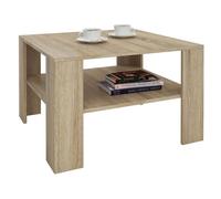 Table basse SEJOUR, table de salon de forme carrée avec 1 étagère espace de rangement ouvert, en mélaminé décor chêne sonoma