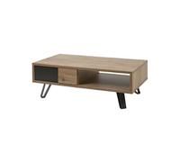 Table basse SELENE 1 tiroir aspect chêne miel et noir mat 110x60xH38cm