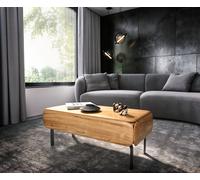 Table-de-salon Shavani en acacia naturel, 100 x 50 cm, 1 tiroir, pieds en