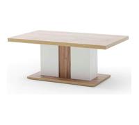Table basse simple en bois coloris blanc-chêne wotan - L.115 x H.45 x P.65 cm