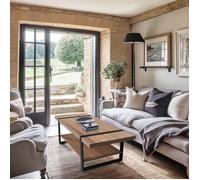 WEBER INDUSTRIES Table Basse Sintra 120x60cm / décor Chêne Blanchi et métal Noir