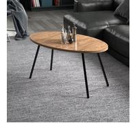 [en.casa] Table Basse Ovale Table de Nuit de Chevet Stylée Panneau de Particules Métal 43 x 90 x 50 cm Naturel Noir