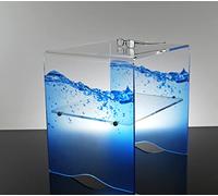 Table Basse Slato - Design Moderne, En Crystal Acrylique Transparent Avec Impression Fly, Pour Chambre à Coucher