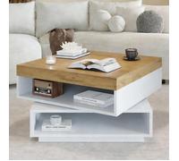Table basse - SOGEU - Carré - 65x65x40 cm - Plateau pivotant 360° - LED intégrées