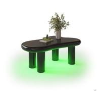 Table basse - SOGEU - Nuage - MDF noir - Éclairage LED 16 couleurs - Tiroir de rangement