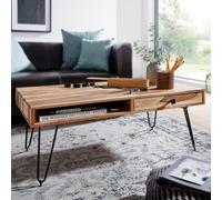 Table basse solide HARLEM 110 x 60 cm tiroir table de salon table en bois table