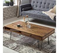 Table basse solide HARLEM 110 x 60 cm tiroir table de salon table en bois table