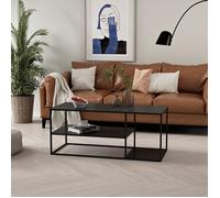 [en.casa] Table Basse de Salon Design avec 2 Compartiments de Rangement Table d'Appoint Style Intemporel Industriel avec 2 Étagères Acier 120 x 50 x 50 cm Noir Mat