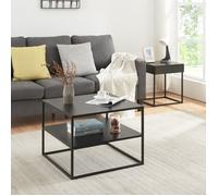 Table basse Solund avec plateau carré et étagère acier 60 x 60 x 45 cm noir mat